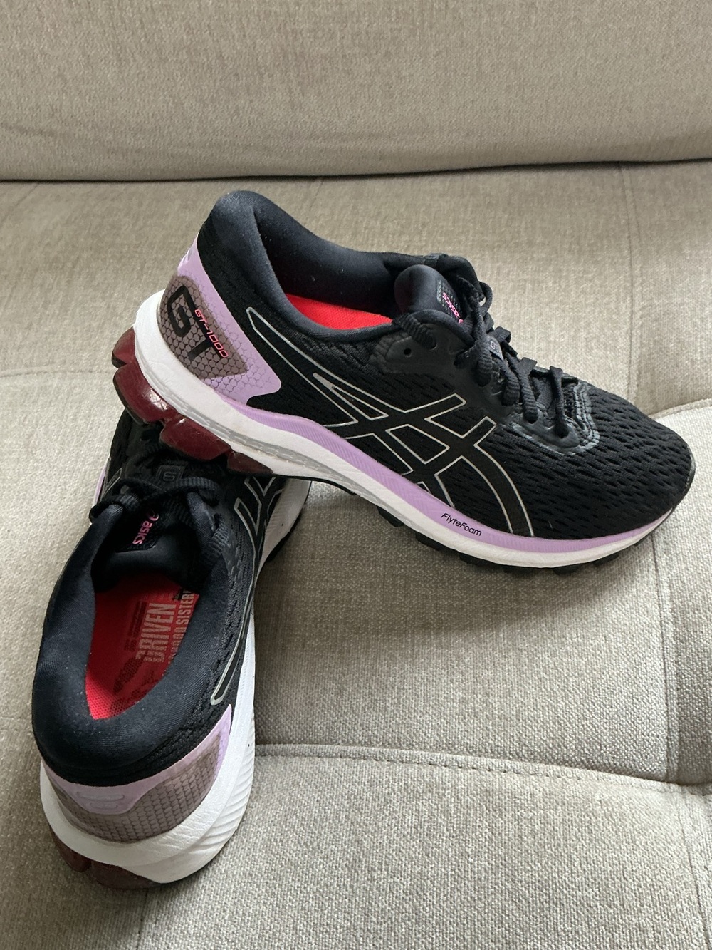 ASICS GT-1000 9 Women’s Size 7 Black Purple Running Shoes 1012A651 Athletic - Picture 6 of 16